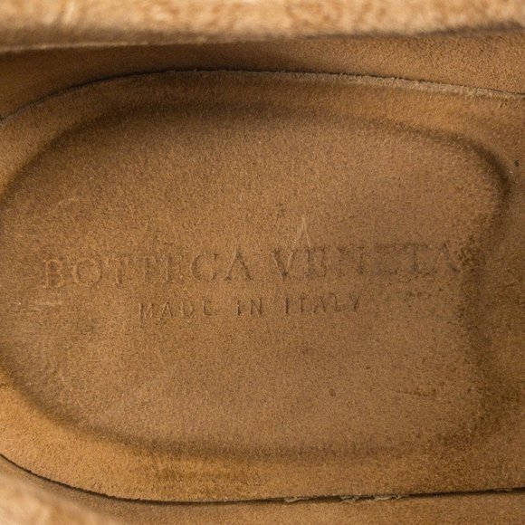 Vintage Bottega Veneta 8 Suede Butterfly Logo Loafers Tan - Picture 8 of 13